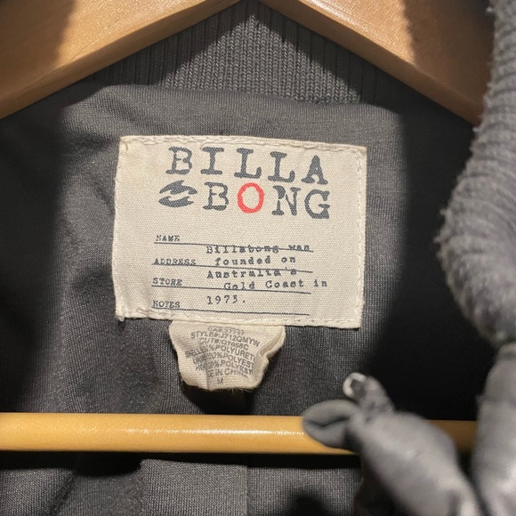 Billabong Grey faux leather bomber jacket - Picture 3 of 3